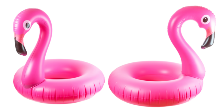 Beach flamingo. Pink pool inflatable flamingo for summer beach i - Powered by Adobe