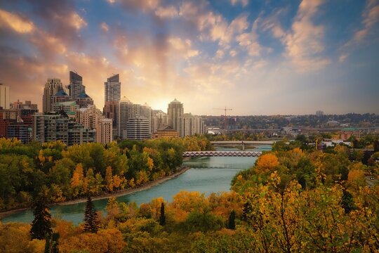 Fall Sunset Over Downtown Calgary