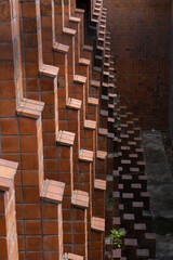 brutalist brick wall designed by clorindo testa in chacarita cemetery Buenos Aires, Argentina