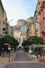 Fototapeta premium Monaco, Monaco - 03.10.2022: Street view of Princess Caroline in the center of Monaco