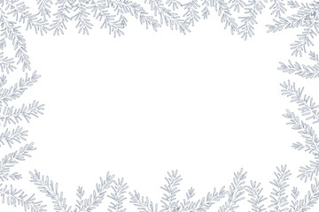 Fototapeta na wymiar Christmas stylish decor for cards, banners, invitations. Overlay horizontal frame. Vector flat outline illustration. Line art.