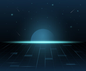 Vector futuristic technology background , starry sky , neon style