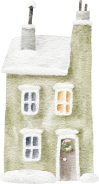 Cute winter house illustration