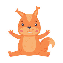 Funny Squirrel Character with Bushy Tail Sitting with Open Paws Vector Illustration