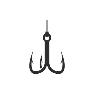 Fishing hook icon shape silhouette. Vector illustration. Isolated on white background.
