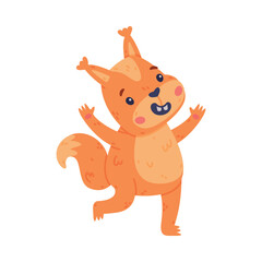 Funny Squirrel Character with Bushy Tail Cheering Vector Illustration