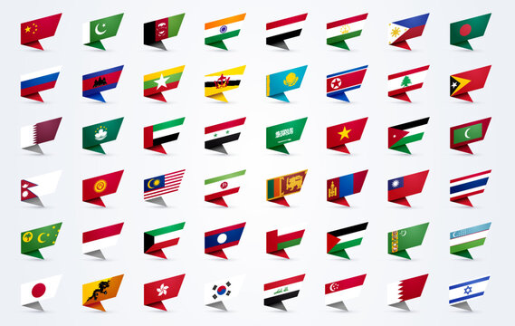 Giant Asian Countries Flag Set