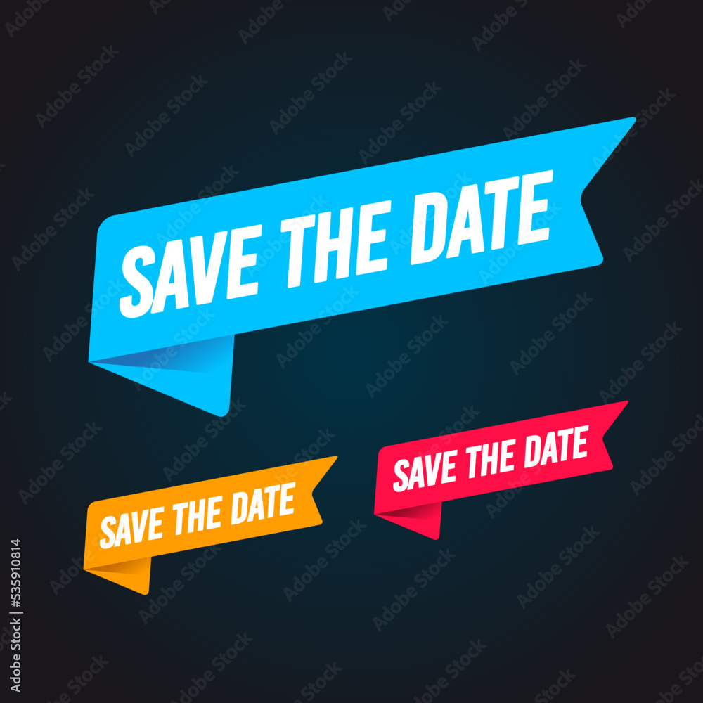 Poster modern bookmark set with text save the date