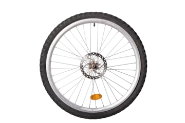 Foto auf Acrylglas Fahrrad Bicycle wheel with spokes and rubber tire.