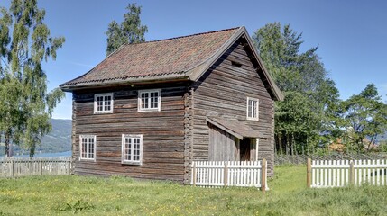 vieilles maisons traditionnelles en Norvège, village ancien norvégien
