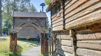 vieilles maisons traditionnelles en Norvège, village ancien norvégien