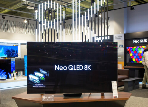 
 Save
Download Preview
8K TVs in modern electronics store. Samsung Neo QLED 8K in a shop window. Minsk, Belarus, 2022