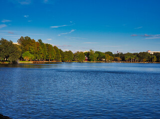 Views of Lake Eola Park in the heart of downtown Orlando, Florida.