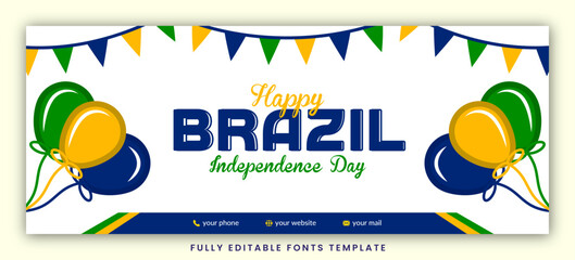 Happy Brazil independence banner template, Fully editable text