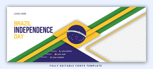 Brazil independence day creative banner fully editable text template