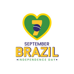 7th September Brazil independence day heart shape vector isolated design