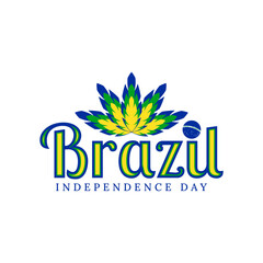 Brazil independence day feathers isolated vector design