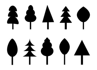 Collection of trees illustrations. Green tree nature healthy illustration . Set of different green trees simple and minimalist vector illustration 