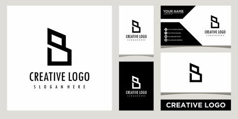 Initial monogram B Letter with Building logo design template with business card design