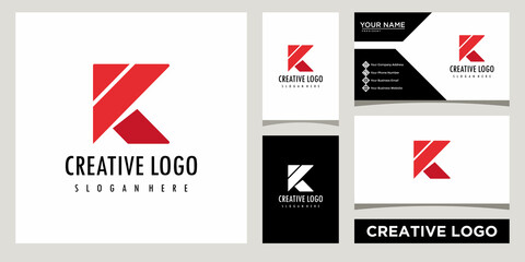 Initials Monogram K letter business logo design template with business card design