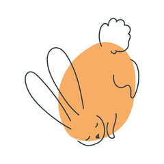 Funny rabbit in doodle style. The bunny is a symbol of 2023. Hare Vector graphics isolated on white background.