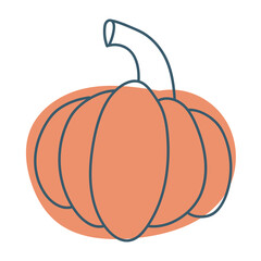 Pumpkin in doodle style. Pumpkin for decoration. Autumn vegetables. Vector graphics isolated on white background.