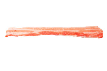 Raw bacon slices isolated on a white background.