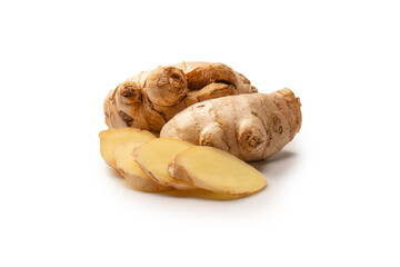 Ginger root isolated on white background.