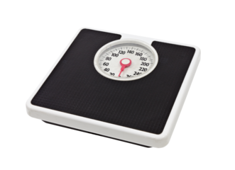 Old, worn, bathroom scale isolated.