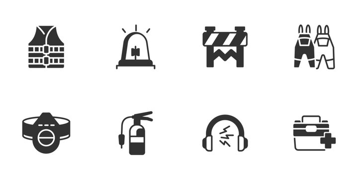 work safety icons set . work safety pack symbol vector elements for infographic web
