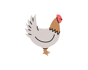 Chicken hand drawn silhouette. Chicken symbol. Chick silhouette. Farm bird isolated on white background.