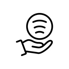 Nfc payments icon. Wireless pay sign. Hand with NFC technology, Near field communication symbol