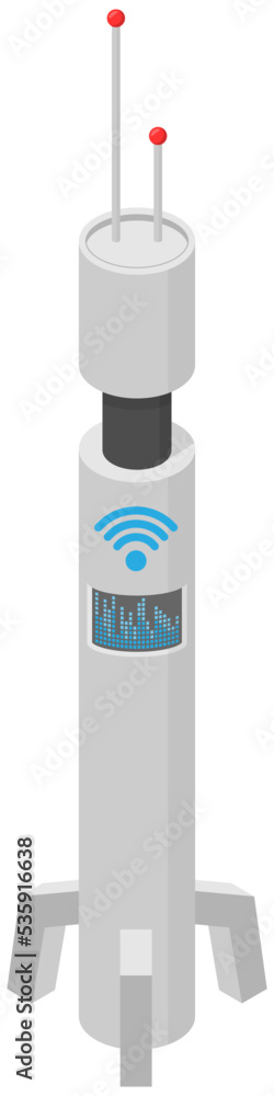 Poster signal transmitter or receiver digital equipment. device with antenna to send signal waves. wifi, wi