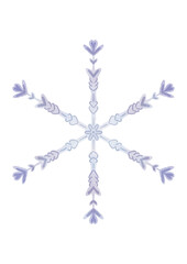 Snowflake with purple gradient and paper texture, transparent png for Christmas design. New year decorations. 