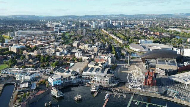 A view of Cardiff city from high angle