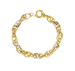 Gold jewelry.Gold bracelet isolated on white background