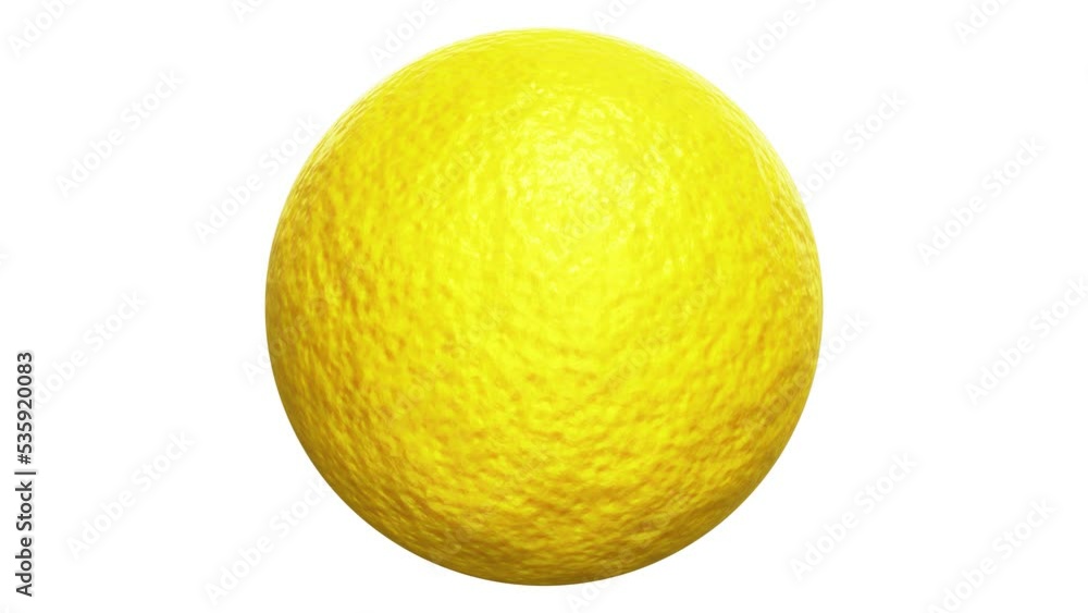 Aufkleber realistic looping 3d animation of the spinning lemon peel sphere rendered in uhd with alpha matte