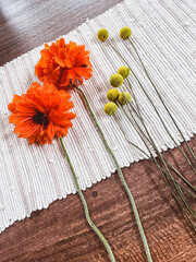 poppies and yellow blooms still life