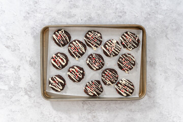 Chocolate cookies with peppermint chips