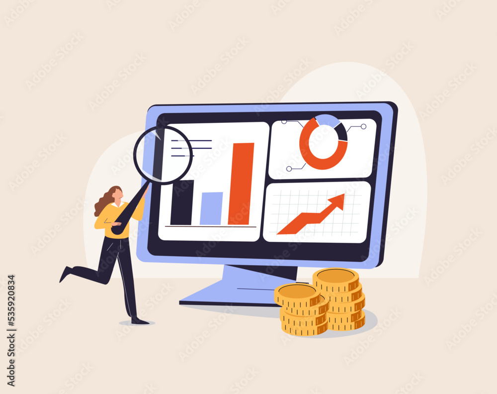 Poster data analytics, dashboard and business finance report. landing page concepts for website mobile deve