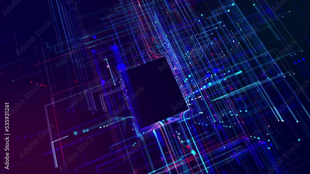 Poster info concept lines, nodes and socket. vj loop hologram abstract background sci fi theme, information