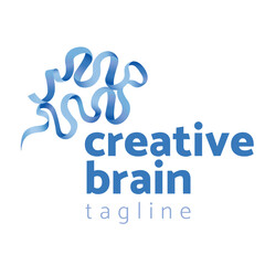 business creative brain ribbon blue logo design