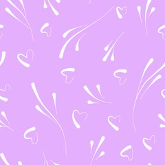 Fototapeta na wymiar Light purple seamless pattern in abstract style with hearts