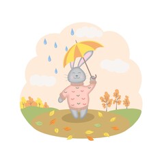 Plakat Rabbit with umbrella