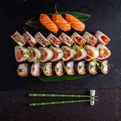 tasty sushi on the white background