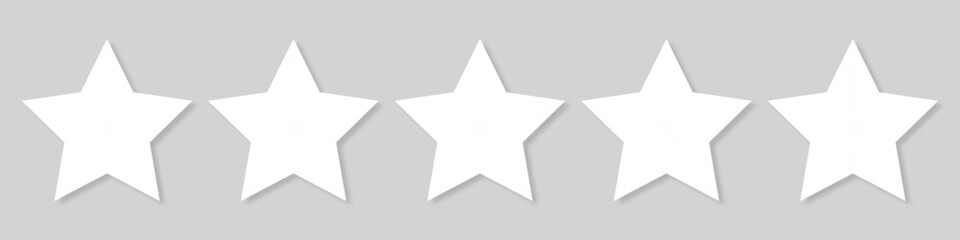 White five stars quality rating icons. 5 stars icon. Five star sign. Rating symbol. Vector illustration
