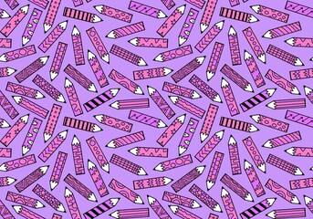 Cartoon school ornaments pencil seamless study pattern for kids clothes print and wrapping paper and fabrics