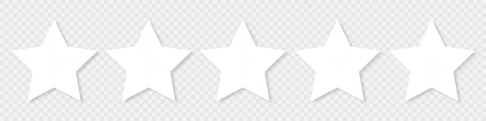 White five stars quality rating icons. 5 stars icon. Five star sign. Rating symbol. Vector illustration