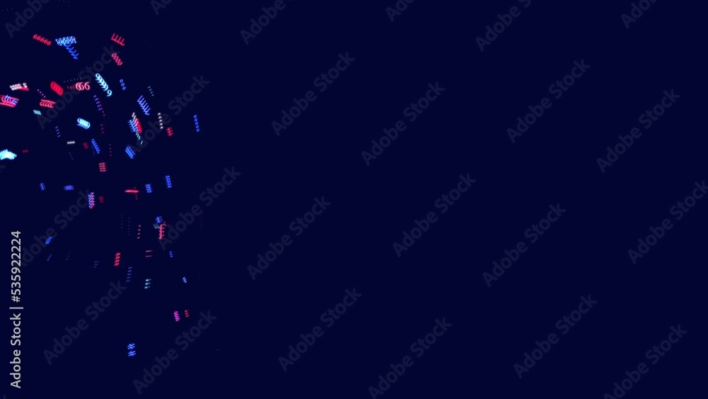 Poster symbols form whorls, information ai construction of digits. vj loop hologram abstract multicolored b