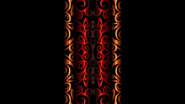 Beautiful circular circle colour golden red gradient art pattern of indonesian traditional batik dayak ornament for commercial  ads